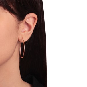 Ασημένια ρόζ επιχρυσωμένα σκουλαρίκια Κρίκοι 35.00mm