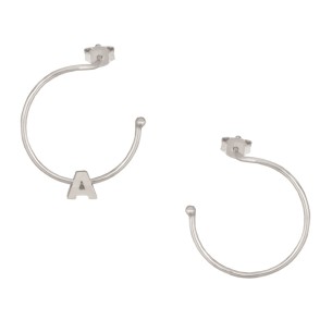 Ασημένια επιπλατινωμένα σκουλαρίκια Κρίκοι Μονόγραμμα Α 25.00mm