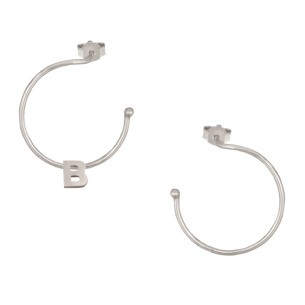 Ασημένια επιπλατινωμένα σκουλαρίκια Κρίκοι Μονόγραμμα Β 25.00mm