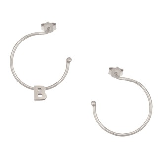 Ασημένια επιπλατινωμένα σκουλαρίκια Κρίκοι Μονόγραμμα Β 25.00mm