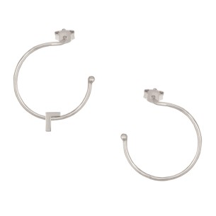 Ασημένια επιπλατινωμένα σκουλαρίκια Κρίκοι Μονόγραμμα Γ 25.00mm