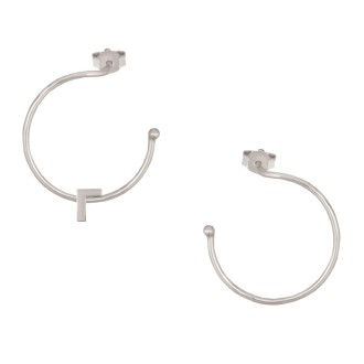 Ασημένια επιπλατινωμένα σκουλαρίκια Κρίκοι Μονόγραμμα Γ 25.00mm