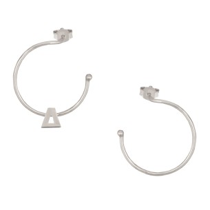 Ασημένια επιπλατινωμένα σκουλαρίκια Κρίκοι Μονόγραμμα Δ 25.00mm