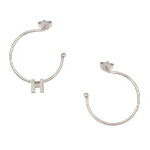 Ασημένια επιπλατινωμένα σκουλαρίκια Κρίκοι Μονόγραμμα Η 25.00mm