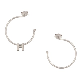 Ασημένια επιπλατινωμένα σκουλαρίκια Κρίκοι Μονόγραμμα Η 25.00mm
