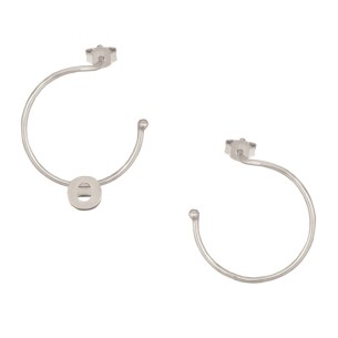 Ασημένια επιπλατινωμένα σκουλαρίκια Κρίκοι Μονόγραμμα Θ 25.00mm