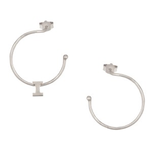 Ασημένια επιπλατινωμένα σκουλαρίκια Κρίκοι Μονόγραμμα Ι 25.00mm