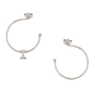 Ασημένια επιπλατινωμένα σκουλαρίκια Κρίκοι Μονόγραμμα Ι 25.00mm