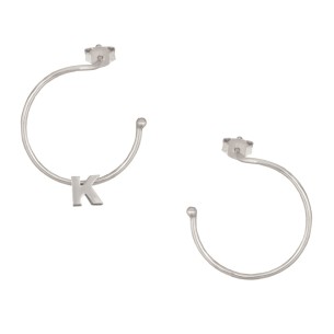 Ασημένια επιπλατινωμένα σκουλαρίκια Κρίκοι Μονόγραμμα Κ 25.00mm