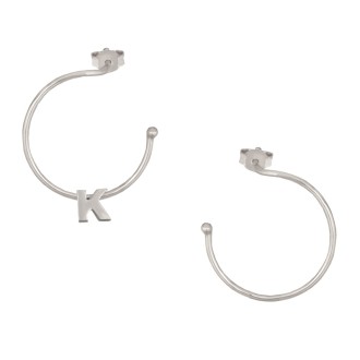 Ασημένια επιπλατινωμένα σκουλαρίκια Κρίκοι Μονόγραμμα Κ 25.00mm