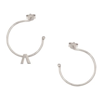 Ασημένια επιπλατινωμένα σκουλαρίκια Κρίκοι Μονόγραμμα Λ 25.00mm