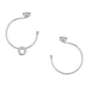 Ασημένια επιπλατινωμένα σκουλαρίκια Κρίκοι Μονόγραμμα Ο 25.00mm