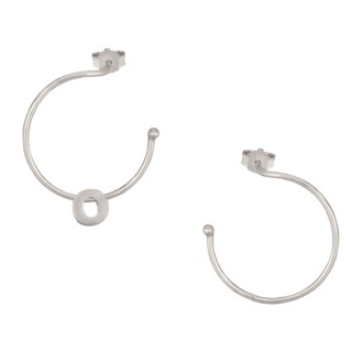 Ασημένια επιπλατινωμένα σκουλαρίκια Κρίκοι Μονόγραμμα Ο 25.00mm