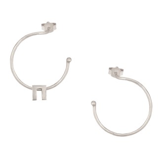 Ασημένια επιπλατινωμένα σκουλαρίκια Κρίκοι Μονόγραμμα Π 25.00mm