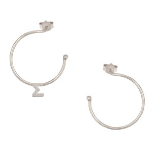 Ασημένια επιπλατινωμένα σκουλαρίκια Κρίκοι Μονόγραμμα Σ 25.00mm