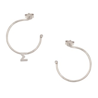 Ασημένια επιπλατινωμένα σκουλαρίκια Κρίκοι Μονόγραμμα Σ 25.00mm