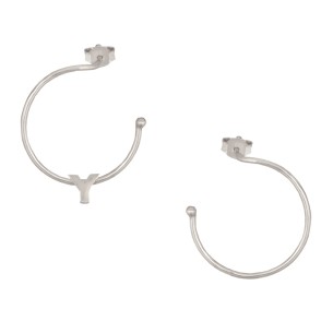 Ασημένια επιπλατινωμένα σκουλαρίκια Κρίκοι Μονόγραμμα Υ 25.00mm