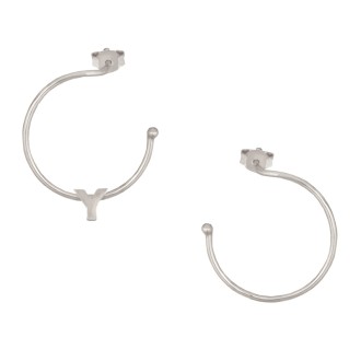 Ασημένια επιπλατινωμένα σκουλαρίκια Κρίκοι Μονόγραμμα Υ 25.00mm