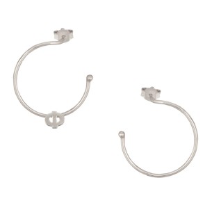 Ασημένια επιπλατινωμένα σκουλαρίκια Κρίκοι Μονόγραμμα Φ 25.00mm