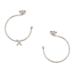 Ασημένια επιπλατινωμένα σκουλαρίκια Κρίκοι Μονόγραμμα Χ 25.00mm