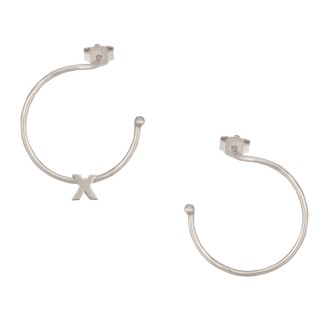 Ασημένια επιπλατινωμένα σκουλαρίκια Κρίκοι Μονόγραμμα Χ 25.00mm