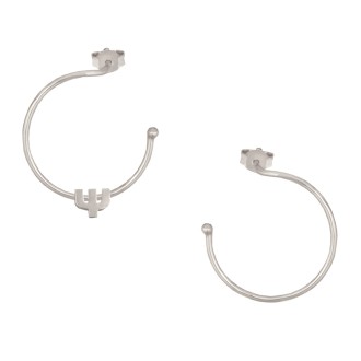 Ασημένια επιπλατινωμένα σκουλαρίκια Κρίκοι Μονόγραμμα Ψ 25.00mm