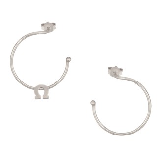 Ασημένια επιπλατινωμένα σκουλαρίκια Κρίκοι Μονόγραμμα Ω 25.00mm