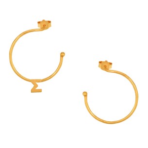 Ασημένια επίχρυσα σκουλαρίκια Κρίκοι Μονόγραμμα Σ 25.00mm