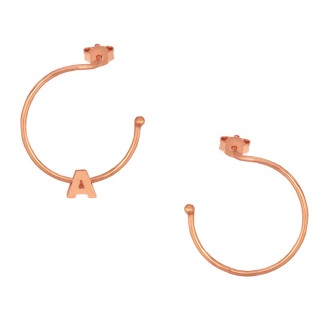 Ασημένια ρόζ σκουλαρίκια Κρίκοι Μονόγραμμα Α 25.00mm