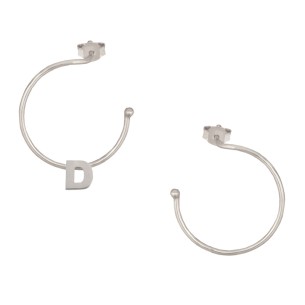 Ασημένια επιπλατινωμένα σκουλαρίκια Κρίκοι Μονόγραμμα D 25.00mm