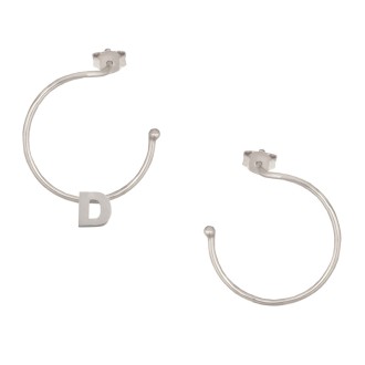 Ασημένια επιπλατινωμένα σκουλαρίκια Κρίκοι Μονόγραμμα D 25.00mm