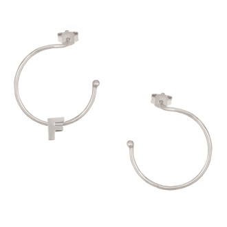 Ασημένια επιπλατινωμένα σκουλαρίκια Κρίκοι Μονόγραμμα F 25.00mm