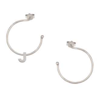 Ασημένια επιπλατινωμένα σκουλαρίκια Κρίκοι Μονόγραμμα J 25.00mm