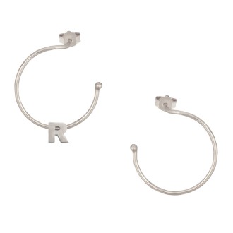 Ασημένια επιπλατινωμένα σκουλαρίκια Κρίκοι Μονόγραμμα R 25.00mm