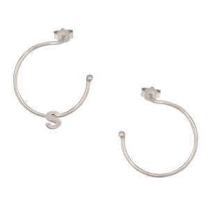 Ασημένια επιπλατινωμένα σκουλαρίκια Κρίκοι Μονόγραμμα S 25.00mm