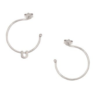 Ασημένια επιπλατινωμένα σκουλαρίκια Κρίκοι Μονόγραμμα U 25.00mm
