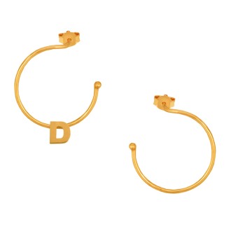 Ασημένια επίχρυσα σκουλαρίκια Κρίκοι Μονόγραμμα D 25.00mm