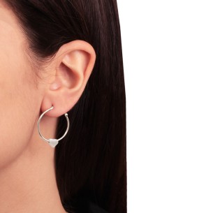 Ασημένια επιπλατινωμένα σκουλαρίκια Κρίκοι Καρδιά 25.00mm