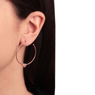 Ασημένια ρόζ επιχρυσωμένα σκουλαρίκια Κρίκοι Καρδιά 35.00mm