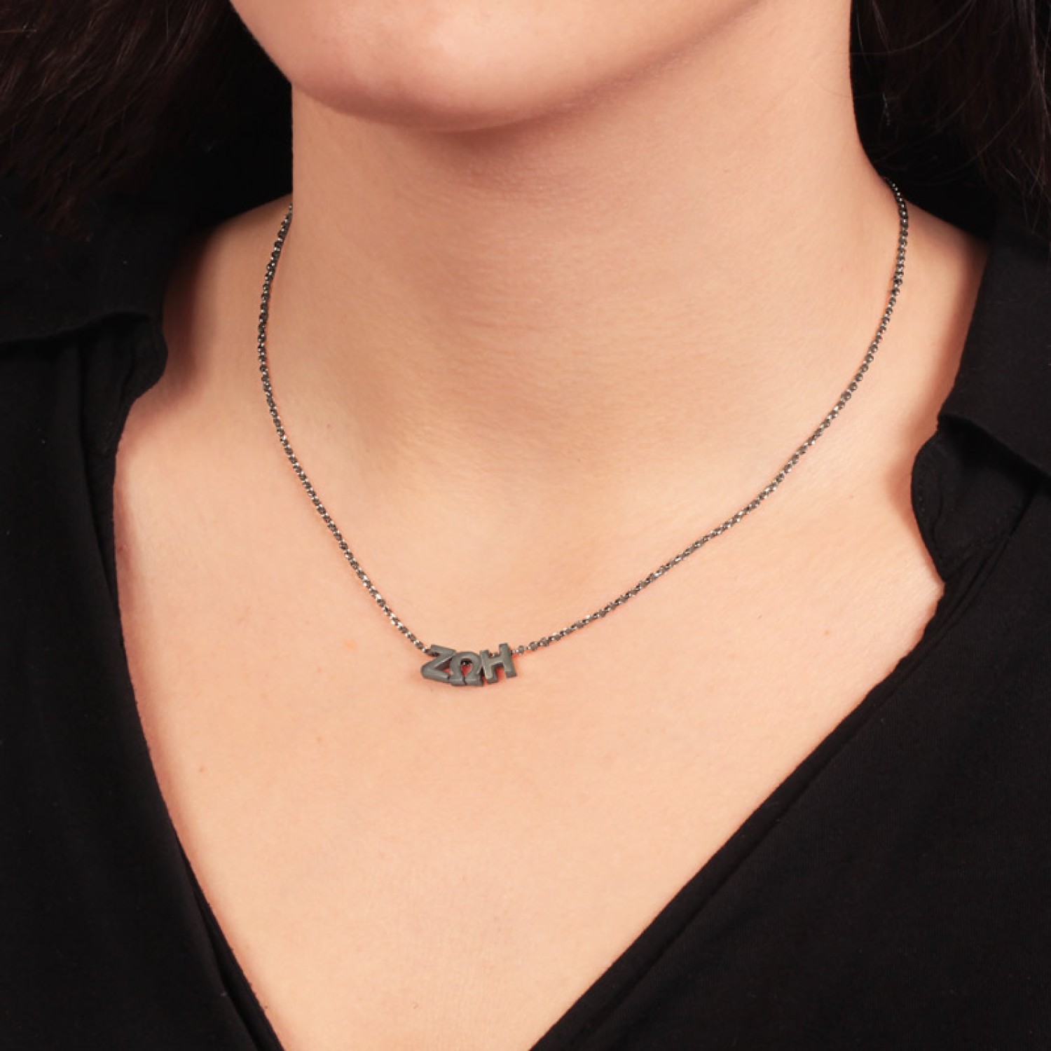 Ασημένιο ρόζ επίχρυσο κολιέ 3 Γράμματα