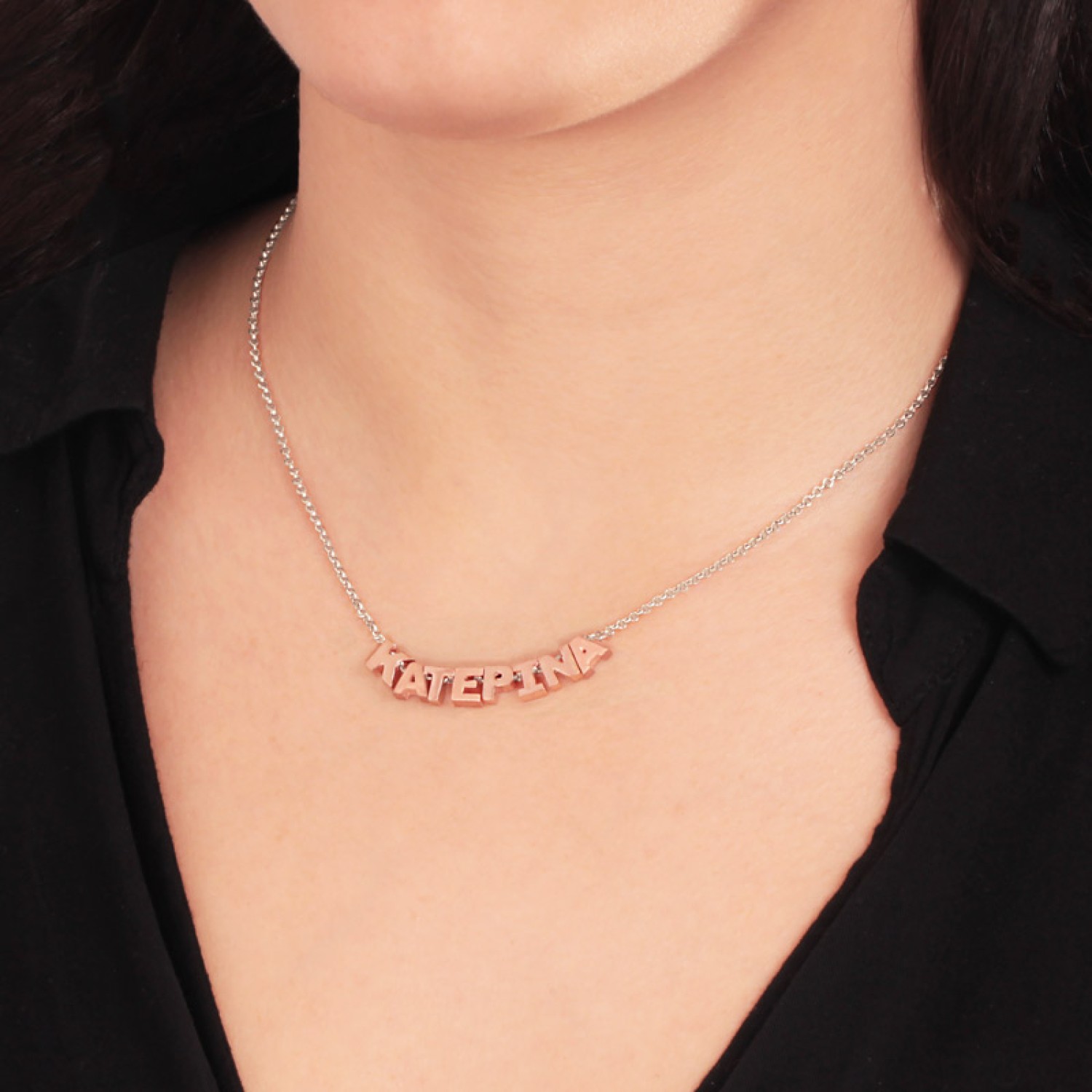 Ασημένιο επιπλατινωμένο κολιέ 8 Γράμματα